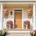 Serwalin Artificial Hanging Flowers for Outdoors UV Resistant, 4PCS Faux Morning Glory Fake Outdoor Flowers Realistic Silk Flower Plants for Outside Planter Front Door Porch Patio Yard Decor