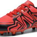 DREAM PAIRS Boys Girls Soccer Cleats Youth Firm Groud Baseball Cleats Sport Athletic Outdoor Trainning Football Shoes for Little/Big Kid (Red), Size: 12