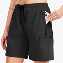 Bonotie Women's Lightweight Hiking Cargo Shorts Quick Dry Athletic Shorts for Camping Travel Golf with Zipper Pockets L
