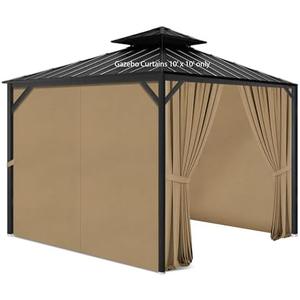 Gazebo Privacy Curtains 10' x 10' with Zipper 4-Panels Side Wall Universal Replacement for Patio, Outdoor Canopy, Garden and Backyard (Curtain Only)