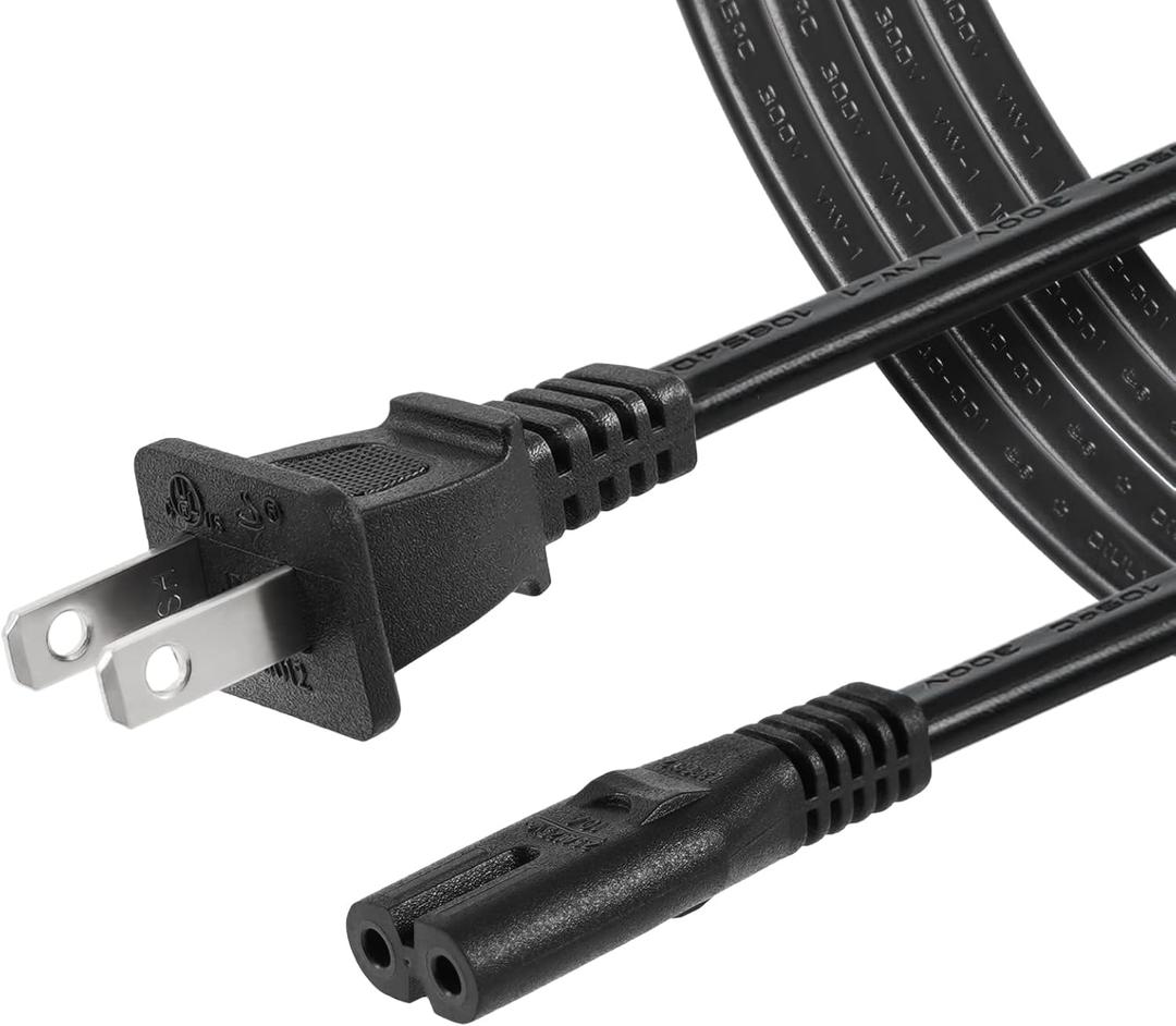 6 ft 2 Prong Power Cord Compatible with TCL Roku Smart LED LCD HD TV Universal AC Power Cable Replacement [UL Listed]
