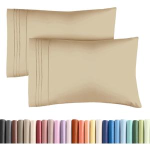 King Pillow Cases Set of 2 - Ultra Soft Hotel Quality Pillowcase Covers - Comfy, Cozy & Wrinkle Free - Shrinkage, Stain and Fade Resistant - Machine Washable Pillow Protectors - 2 Piece Set - Beige