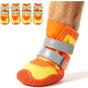 IECOii Dog Boots for Hot Pavement, Breathable Dog Shoes Large Size Dogs, Size:7, Yellow