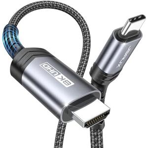 JSAUX USB C to HDMI 2.1 Cable [ 8K@60Hz 4K@240Hz ] 6.6 FT Aluminum Type C to HDMI Ultra High-Speed Braided Cord [Thunderbolt 4/3] Support 48Gbps/HDR/HDCP 2.3 Compatible with Laptop, Tablet, Galaxy S24, Pack of 3