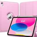 MoKo for iPad (A16) 11th Generation 2025 11-inch/10th Generation 10th 2022 10.9 inch Case with Pencil Holder, Smart Trifold Protective iPad Case with Soft TPU Back Stand Cover, Auto Wake/Sleep, Pink