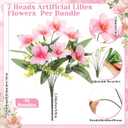 10 Bundles Artificial Flowers Bulk for Party Table Centerpiece Small Lilies with 7 Heads Silk Fabric Faux Fake Flower Bouquet for Wedding Home Indoor Vases(Pink)