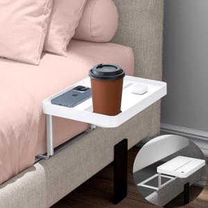 KIWIFOTOS Raised Bedside Shelf for Bed Tray Table Under Mattress for Box Spring Plate Platform Bed Nightstand Shelf Bedside Caddy College Dorm Room (12.91 x 9.25 x 1.18")