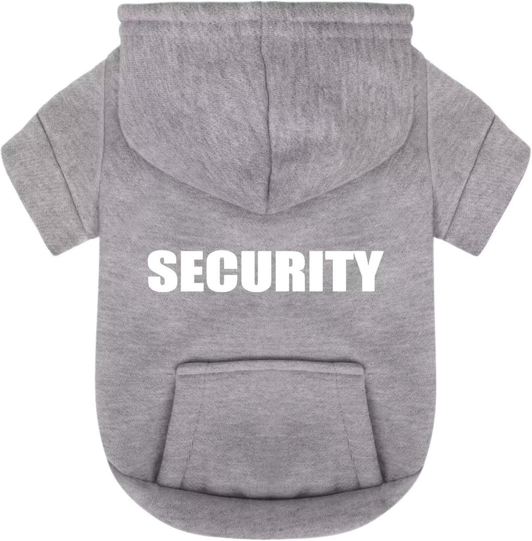 Paiaite Hemp Grey Chihuahua Dog Hoodie: Warm and Stylish with a 'Security' Printed Sweatshirt, Cold Weather Pet Clothes, and Sweater Coat All in One - Perfect for Winter and Cool Summer Nights (S-(3~5.5lb) | Chest(~15.7"))