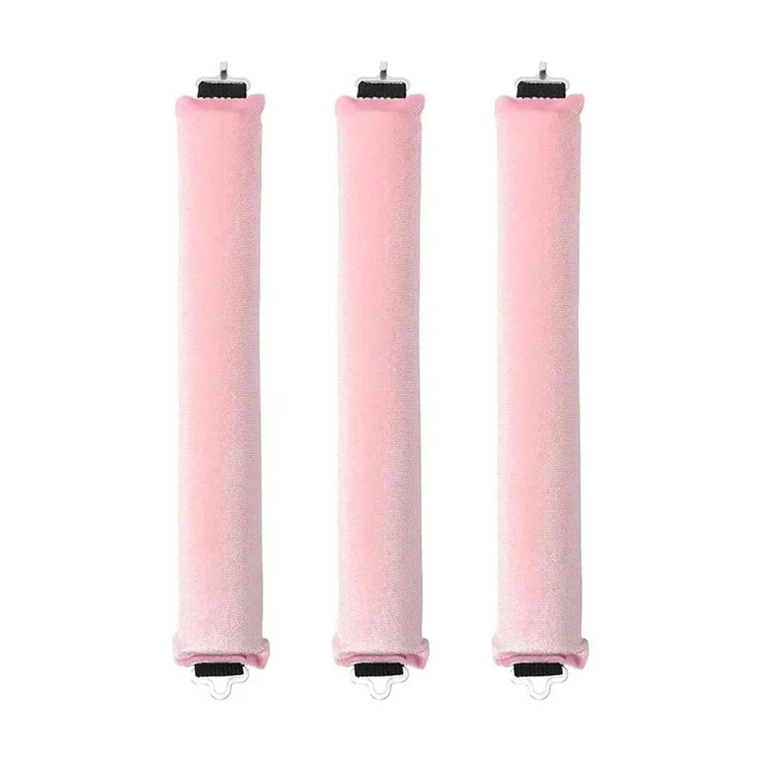 Heatless Curling Rod Headband Lazy Hair Curlers No Heat Hair Rollers Curls Sleeping Soft Flexi Rods with Hook Hair Styling Tools(Pink-3pcs)