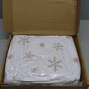 Extra Large Christmas Tree Skirt 84 inch for 7.5ft-15ft Tree, Gold Snowflake White Christmas Tree Decorations Indoor Faux Fur Rug Xmas Large Mat Decor Ornaments