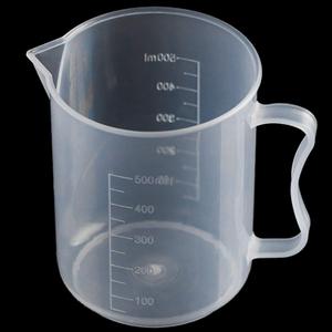 Cup 500ml Clear PP Plastic Graduated Beaker Liquid Measure Mug Container with Handle for Bakery, Milk Tea, Lab