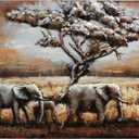 Empire Art Direct Elephants Metal Wall Art,Hand Painted Mixed Media Iron Wall Sculpture,3D Wall Decor,Ready to Hang,Living Room, Bedroom  Office