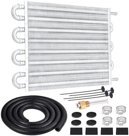 EVIL ENERGY 5/16" Transmission Oil Cooler, 8 Pass Tube and Fin Cooler Kit Universal Aluminium Silver