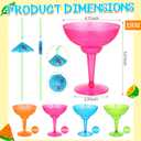 120 Pcs Plastic Margarita Glasses with Umbrella Drink Straws 60 Pcs 12 oz Disposable Margarita Cup and 60 Umbrella Straws for Cinco De Mayo Fiesta and Mexican Taco Party Supplies Summer Party Supplies
