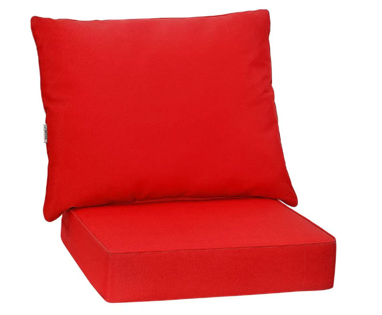 Red Outside chair and pillow cushions - Cushion size 23×23 inch , Pillow size 22x19inch