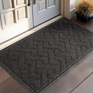 LEKEEPGO Door Mat Outside Entrance, Absorbent Indoor Outdoor Front Door Mats, Muddy Dirt Resist Outdoor Doormat, Non Slip Backing Low Profile Entryway Entry Floor Welcome Mat, 31.5"x47", Grey
