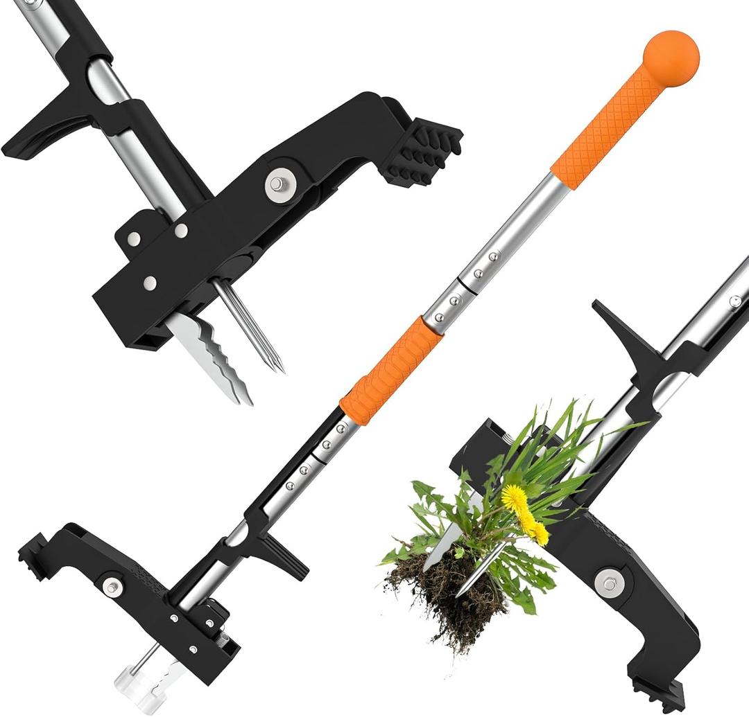 Weed Puller Tool, Stand Up Weeding Tool with 4 Claws, Garden Weeder Tool with Ergonomic 39" Long Handle, Heavy Duty Weed Remover Tool Without Bending or Kneeling