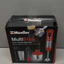 Mueller Multistick 800W 5-in-1 Immersion Blender Handheld, 12 Speed Hand Mixer - Turbo Boost, Heaviest Duty Copper Motor, Titanium Blades Hand Blender, Milk Frother Wand, Red Kitchen Accessories