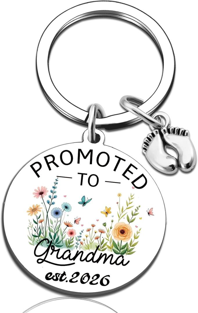 New Grandma Gifts First Time Grandmother Gifts Promoted To Grandma Keychain Mothers Day Gift 2026 Pregnancy Announcement for Grandparents Key Chain Birthday Christmas Gift