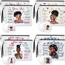 Roowest 20 Pcs Black Women Gifts Bulk Makeup Bag with Inspirational Compact Mirrors, Funny Small Travel Cosmetic Gifts for Mother Day Black Women