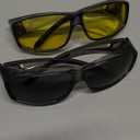 URUMQI Night Vision Driving Glasses Fit Over Eyeglasses for Men Women, Anti Glare Polarized Nighttime Glasses Yellow Lens (C01 Transparent Grey Frame/Grey & Yellow Lens)
