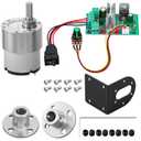 Copkim 12V DC Geared Motor Kit (600RPM Speed), JGB37-520 Motor with CCM6N PWM Controller, 6mm D-Shaft Flange and Bracket