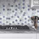 The Tiles Plaza 10-Sheet Peel and Stick Backsplash, Blue Cement Hexagon Stone Composite Marble Looks Self Adhesive Wall Tile, Stick On Tiles for Kitchen Bathroom Shower, Cover 9 Sq Ft.