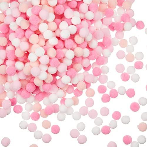2000 Pcs Valentine's Day Pink Pom Poms Balls Bulk 0.4 Inch Mini Colorful Felt Balls Small Fluffy Pompom Ball for DIY Crafts Art Projects Garlands Wedding Valentine Decorations
