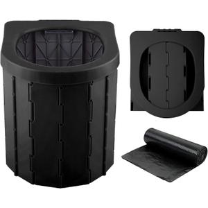 Outdoor Emergency Toilet for Camping Hygiene & Sanitation, Portable Foldable Potty for Car Travel Hiking Fishing Long Trips (Black)