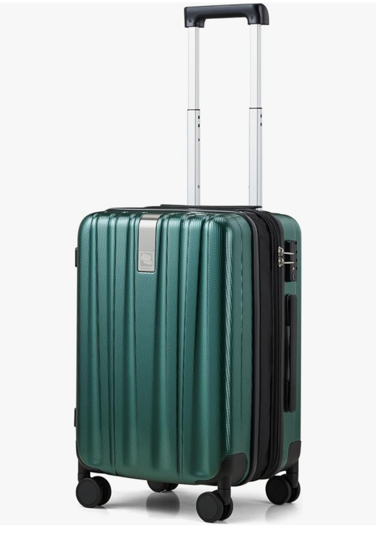 Hanke 20 Inch Expandable Carry on Luggage 22x14x9 Airline Approved Lightweight PC Hard Shell Suitcases with Wheels Travel Luggage Rolling Suitcase Travel Luggage Bag for Weekender (Blackish Green)