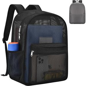 USPECLARE Heavy Duty Semi-Transparent Mesh BackpackSee Through College Student Backpack (Black)