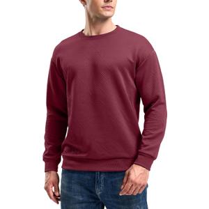 G Gradual Mens Sweatshirt Geometric Textured Crewneck Sweater Long Sleeves Casual Dressy Pullover Shirts (Red, L)