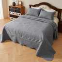 EVENHUG Oversized King Bedspreads California King Quilt Set with Pillow Shams Extra Wide Large King Size Quilts Lightweight Coverlet Bedding Sets Light Grey 120"x128"