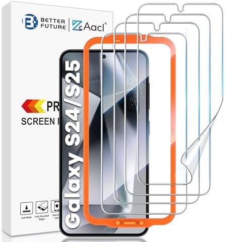 AACL [4-Pack for Samsung Galaxy S25/S24 Screen Protector 5G [Not Glass] - Film for S24 and S25 Screen Protector [7H Hybrid][Fingerprint Compatible][Alignment Tool]