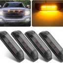 4" Inch Smoked Amber LED Front Grille Marker Lights Kit, 4Pcs 4 Inch Amber Full LED Center Grille Grill Running/Position Light Sealed 9 LEDs Pickup Trucks, 4"x1" RV Camper Boat Utility Strip Bar 12V