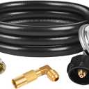 DOZYANT 6 Feet Propane Regulator and Hose, QCC1 Universal Grill Regulator Replacement Parts with 90 Degree Elbow Adapter for Blackstone 17 inch and 22 inch Tabletop Griddle Camper Grill