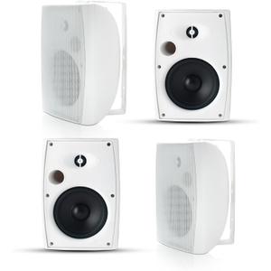 Herdio 6.5 Inch 800W Passive Outdoor Speakers Wired Waterproof 2-Way Wall Mounted Speakers with Bass Suitable for Patio Pool Deck Porch Backyard Indoor Home (2 Pairs, White)