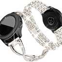 SUPOIX Compatible for Samsung Galaxy Watch 7/Galaxy FE 2024/6 /4/5 40mm 44mm/ 3 41mm/ 42mm/Active 2 Band, 2P 20mm Women Bling Strap (Starlight)