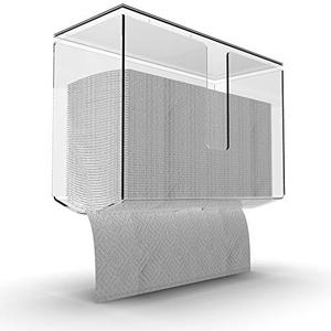 Cq acrylic Wall Mount Paper Towel Dispenser with Lid,Clear Folded Paper Towel Holder for Bathroom Toilet and Kitchen,Suitable for Z-fold, C-fold or Multi-Fold Paper Towels,Pack of 1