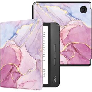Caweet Case for Nook GlowLight 4 Plus 7.8" 2023 Release, Ultra Lightweight PU Leather Shell Cover with Magnetic Closure, Pink Marble