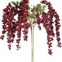 3Pcs Wisteria Artificial Flowers Branches 43In Fake Wisteria Floral Hanging Plant for Party Floor Vase Balcony Wedding Floral Arrangement Decoration (Red)
