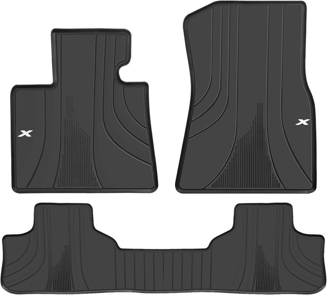 Car Floor Mats Custom Fit for BMW X6 (G06) 2020-2025 2026 Black White Rubber Auto Liner Mats All Weather Protection Heavy Duty Odorless