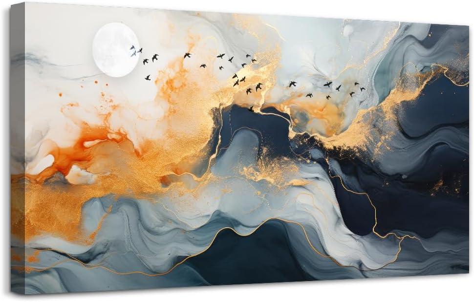 MHARTK66 Boho Wall Art - Large Canvas for Living Room, Bedroom, Office - Minimalist Abstract Ink Painting - Framed Prints - Hotel Room Home Decor 30x60 (60L" x 30W")