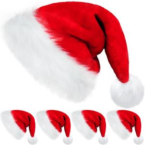 MNKXL Velvet Santa Hats Adults,Santa Hat for Women and Men,Unisex Soft Thicken Fur Santa Claus Hat,Christmas Holiday Headwear (2PCS-Velet Hats)