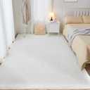 Fluffy White Rugs for Bedroom, 5x7 Plush Cream Area Rugs for Living Room, Non-Slip Shag Floor Carpet for Kids Room, Girls Room, Bedside, Playroom, Indoor Decor (5' x 7' (Rectangular))