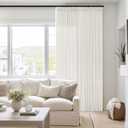 105 Inch Long Curtains Pinch Pleat Linen Curtains for Living Room Bedroom 2 Panels Natural Flax Linen Textured Light Filtering Semi Sheer Pinch Pleated Drapes Back Tab for Window Sliding Glass Door