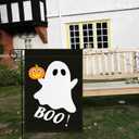 7 x Jxuane Halloween Garden Flag, 12x18" Double Sided Pumpkin Ghost Boo Flag, Black and Orange, 1 Pack