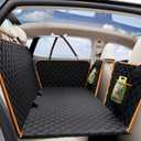 Back Seat Extender for Dogs, Waterproof Dog Car Seat Cover for Back Seat with Hard Bottom Holds 420lbs, 600D Heavy-Duty Upgraded Material Dog Hammock for Car, Easy to Use and Clean (Large, Black Orange)