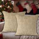 Lanpn Christmas 18x18 Throw Pillow Covers Set of 2, Winter Star Chrismas Tree Throw Pillow Cases Soft Plush Faux Fur Wool 18 x 18 Winter Cushion Cover for Indoor Home Bedroom Couch Sofa Decor (Beige)