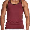 MIZOK Mens Gym Workout Sleeveless Tank Top Color Block Muscle Racerback Athletic Tops Ribbed Knit Shirt (XX-Large, Red)